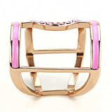 TK3561 - IP Rose Gold(Ion Plating) Stainless Steel Ring with Top Grade Crystal in Light Rose - Alamode - Flyclothing LLC