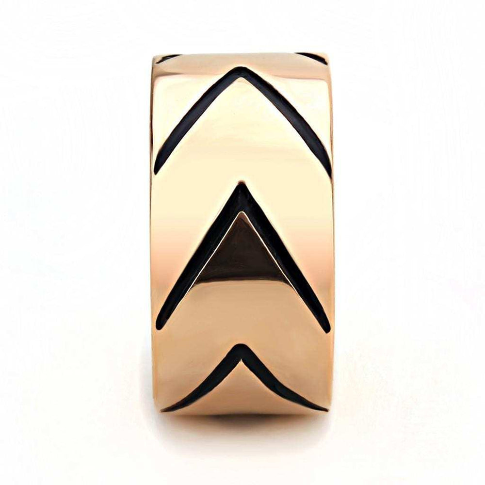 TK3563 - IP Rose Gold(Ion Plating) Stainless Steel Ring with Epoxy in Jet - Alamode - Flyclothing LLC