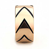 TK3563 - IP Rose Gold(Ion Plating) Stainless Steel Ring with Epoxy in Jet - Alamode - Flyclothing LLC