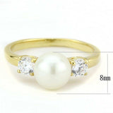 TK3567 - IP Gold(Ion Plating) Stainless Steel Ring with Synthetic Pearl in White - Alamode - Flyclothing LLC