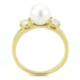 TK3567 - IP Gold(Ion Plating) Stainless Steel Ring with Synthetic Pearl in White - Alamode - Flyclothing LLC