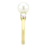 TK3567 - IP Gold(Ion Plating) Stainless Steel Ring with Synthetic Pearl in White - Alamode - Flyclothing LLC