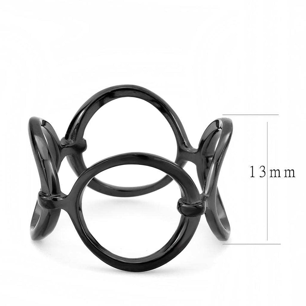 TK3568 - IP Black(Ion Plating) Stainless Steel Ring with No Stone - Alamode - Flyclothing LLC