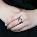 TK3568 - IP Black(Ion Plating) Stainless Steel Ring with No Stone - Alamode - Flyclothing LLC