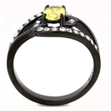 TK3571 - IP Black(Ion Plating) Stainless Steel Ring with AAA Grade CZ in Topaz - Alamode - Flyclothing LLC