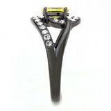 TK3571 - IP Black(Ion Plating) Stainless Steel Ring with AAA Grade CZ in Topaz - Alamode - Flyclothing LLC