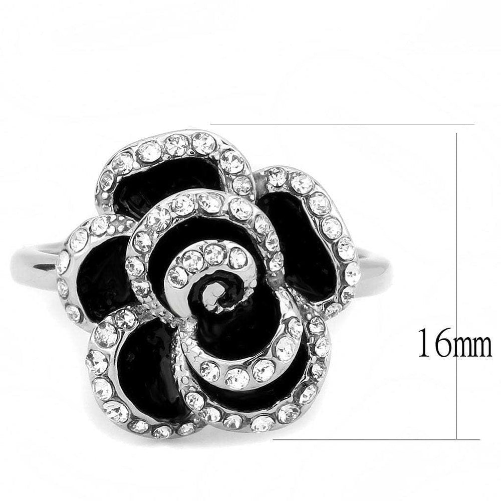TK3577 - No Plating Stainless Steel Ring with Top Grade Crystal in Clear - Alamode - Flyclothing LLC