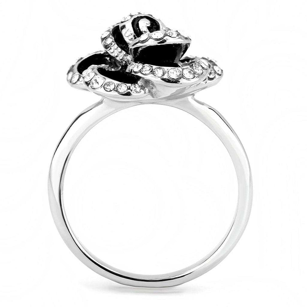 TK3577 - No Plating Stainless Steel Ring with Top Grade Crystal in Clear - Alamode - Flyclothing LLC