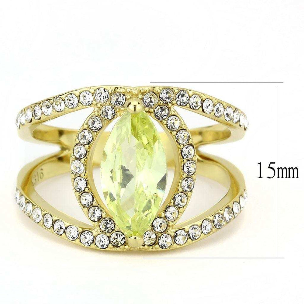 TK3578 - IP Gold(Ion Plating) Stainless Steel Ring with AAA Grade CZ in Apple Green color - Alamode - Flyclothing LLC