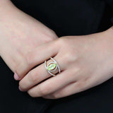 TK3578 - IP Gold(Ion Plating) Stainless Steel Ring with AAA Grade CZ in Apple Green color - Alamode - Flyclothing LLC