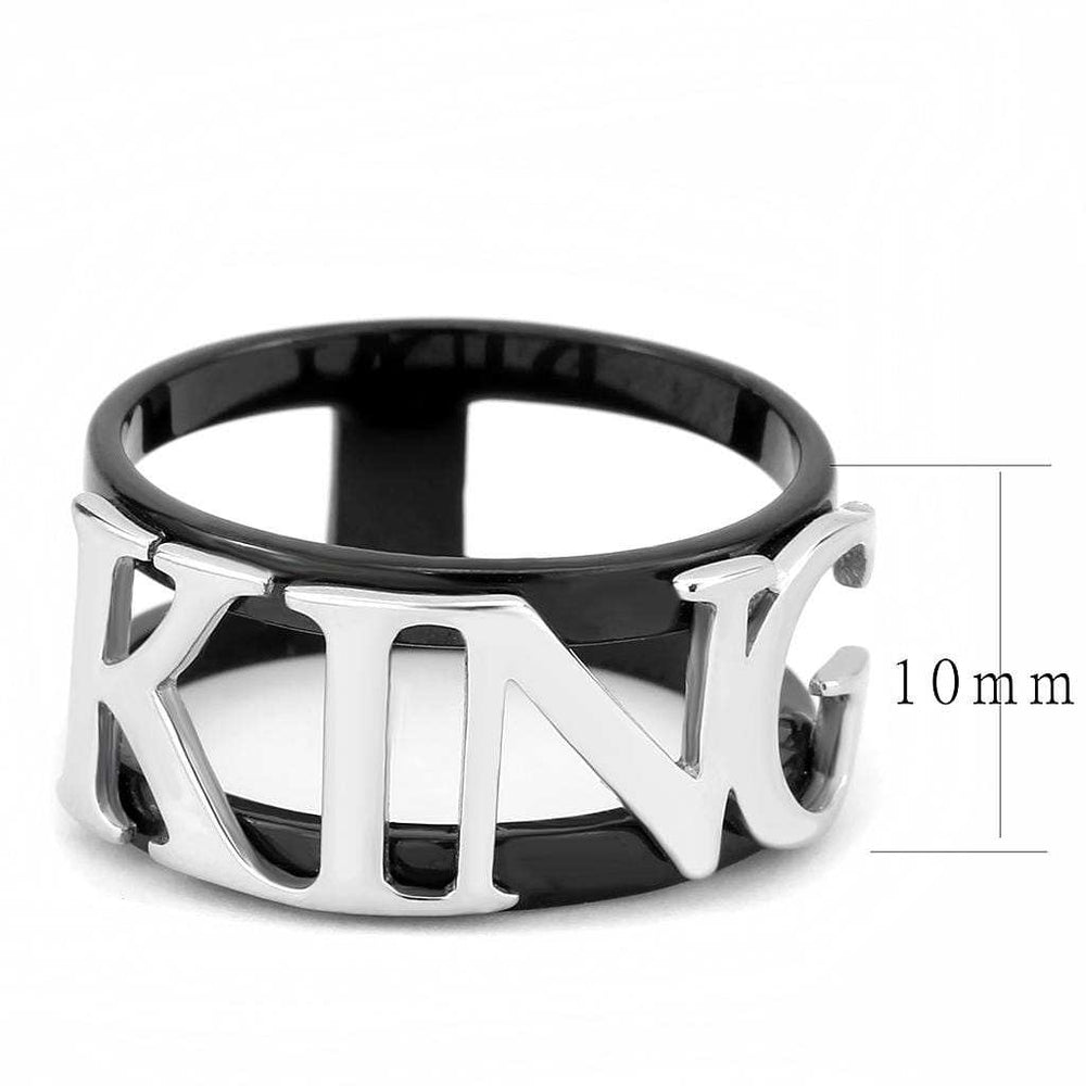 TK3583 - Two-Tone IP Black (Ion Plating) Stainless Steel Ring with No Stone - Alamode - Flyclothing LLC