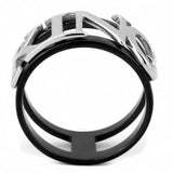 TK3583 - Two-Tone IP Black (Ion Plating) Stainless Steel Ring with No Stone - Alamode - Flyclothing LLC