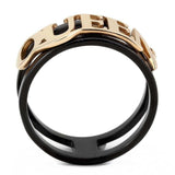 TK3584 - IP Rose Gold+ IP Black (Ion Plating) Stainless Steel Ring with No Stone - Alamode - Flyclothing LLC
