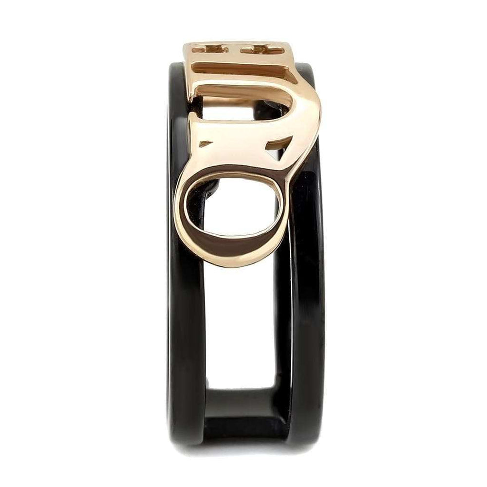 TK3584 - IP Rose Gold+ IP Black (Ion Plating) Stainless Steel Ring with No Stone - Alamode - Flyclothing LLC