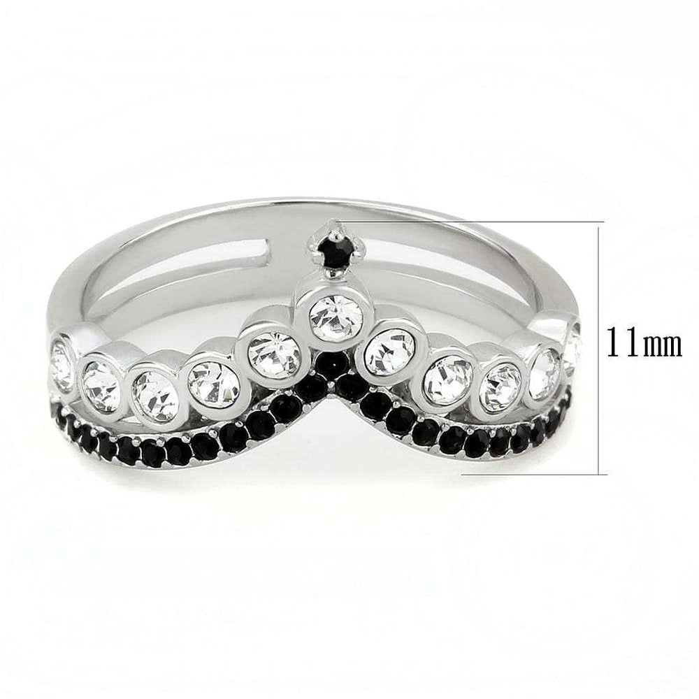 TK3588 - No Plating Stainless Steel Ring with Top Grade Crystal in Clear - Alamode - Flyclothing LLC