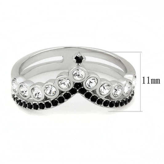 TK3588 - No Plating Stainless Steel Ring with Top Grade Crystal in Clear - Alamode - Flyclothing LLC