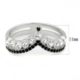 TK3588 - No Plating Stainless Steel Ring with Top Grade Crystal in Clear - Alamode - Flyclothing LLC