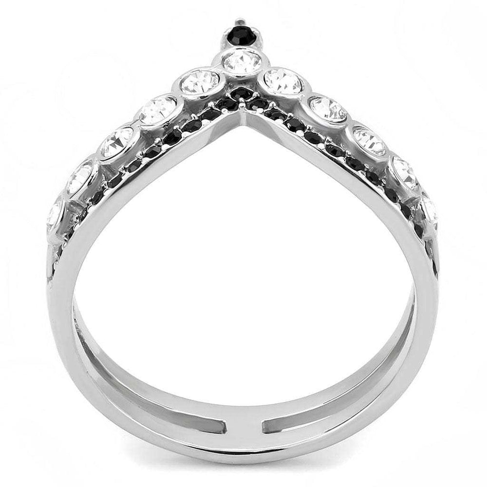 TK3588 - No Plating Stainless Steel Ring with Top Grade Crystal in Clear - Alamode - Flyclothing LLC