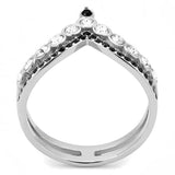 TK3588 - No Plating Stainless Steel Ring with Top Grade Crystal in Clear - Alamode - Flyclothing LLC
