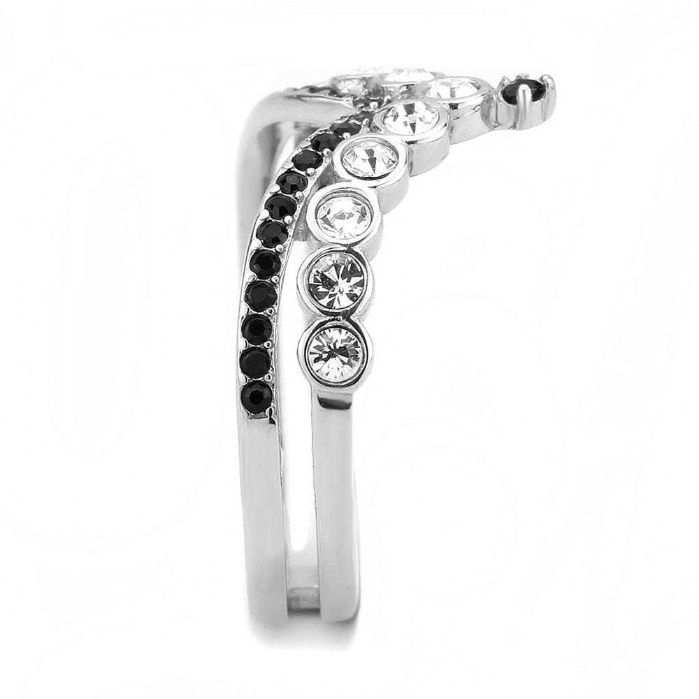TK3588 - No Plating Stainless Steel Ring with Top Grade Crystal in Clear - Alamode - Flyclothing LLC