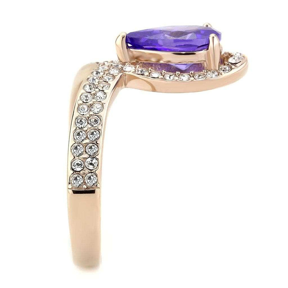 TK3589 - IP Rose Gold(Ion Plating) Stainless Steel Ring with AAA Grade CZ in Tanzanite - Alamode - Flyclothing LLC