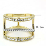TK3593 - Two-Tone IP Gold (Ion Plating) Stainless Steel Ring with Top Grade Crystal in Clear - Alamode - Flyclothing LLC