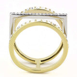 TK3593 - Two-Tone IP Gold (Ion Plating) Stainless Steel Ring with Top Grade Crystal in Clear - Alamode - Flyclothing LLC