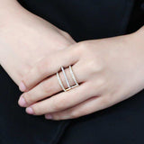 TK3593 - Two-Tone IP Gold (Ion Plating) Stainless Steel Ring with Top Grade Crystal in Clear - Alamode - Flyclothing LLC