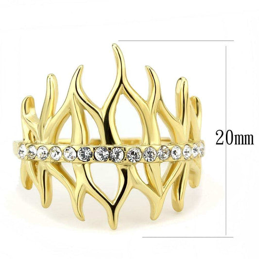 TK3595 - IP Gold(Ion Plating) Stainless Steel Ring with Top Grade Crystal in Clear - Alamode - Flyclothing LLC