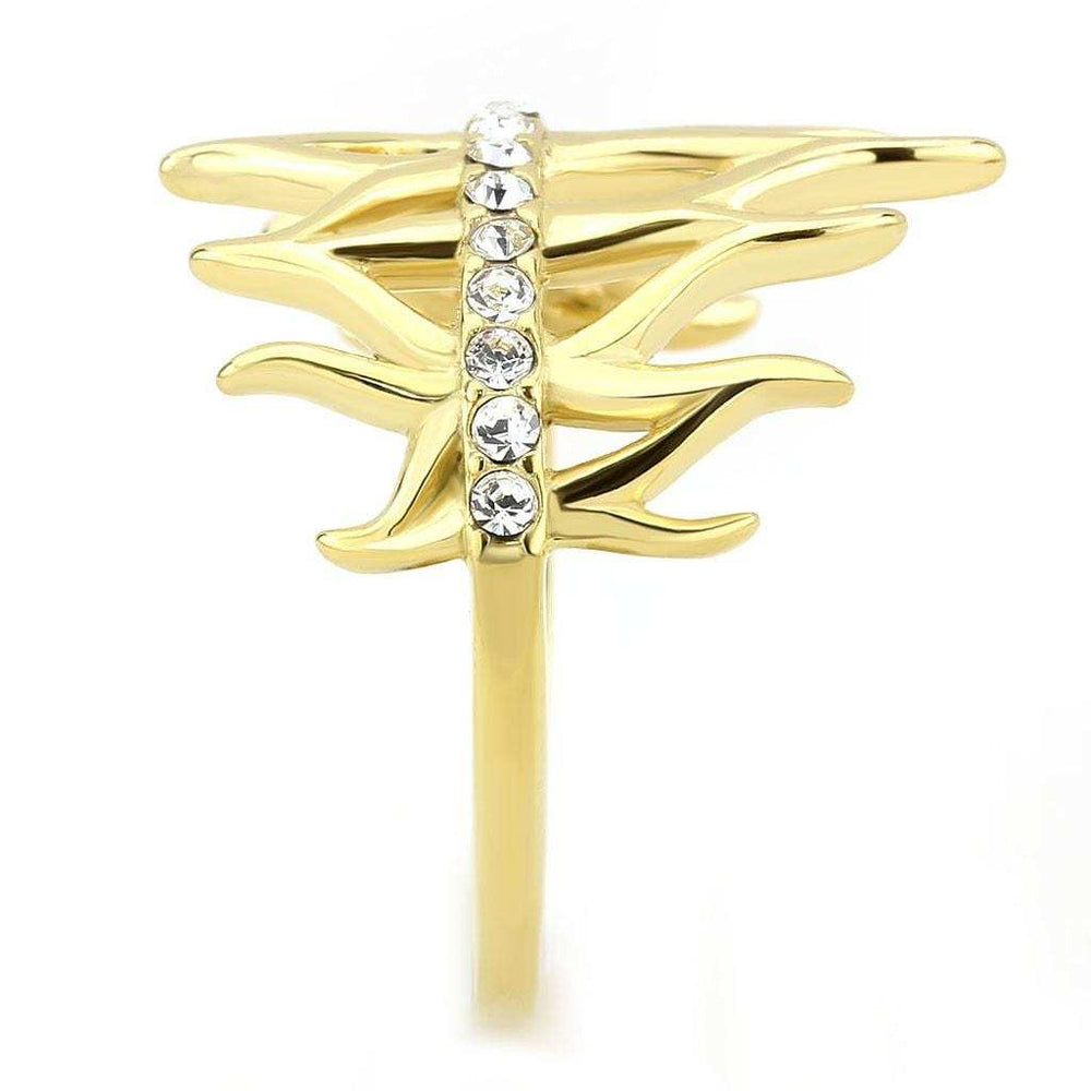 TK3595 - IP Gold(Ion Plating) Stainless Steel Ring with Top Grade Crystal in Clear - Alamode - Flyclothing LLC