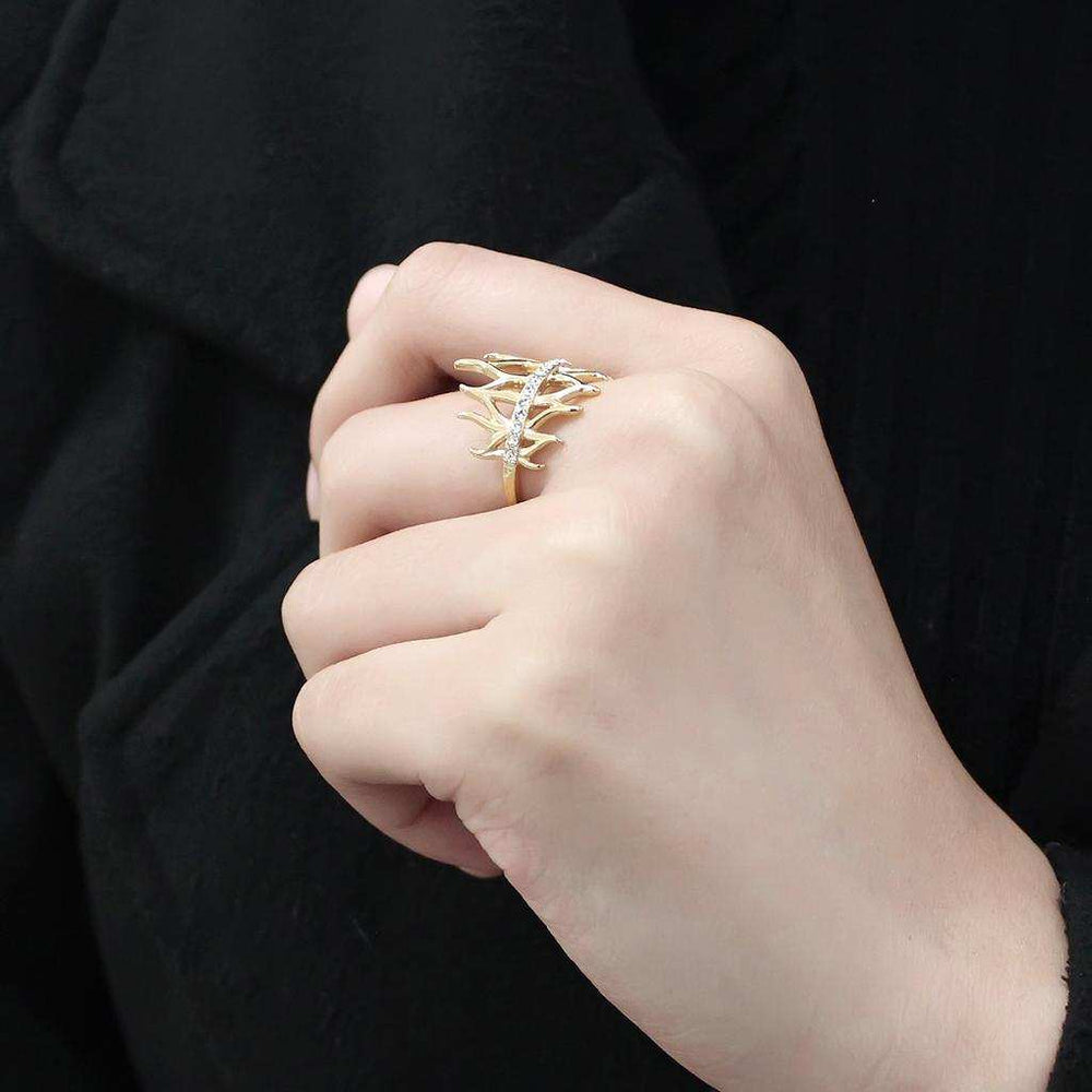 TK3595 - IP Gold(Ion Plating) Stainless Steel Ring with Top Grade Crystal in Clear - Alamode - Flyclothing LLC