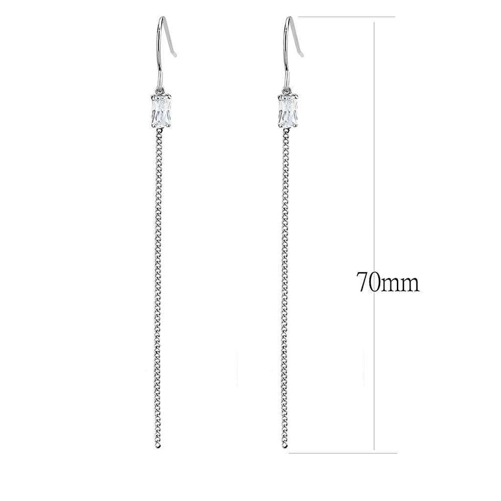 TK3599 - High polished (no plating) Stainless Steel Earrings with AAA Grade CZ in Clear - Alamode - Flyclothing LLC