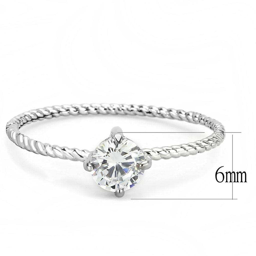 TK3604 - No Plating Stainless Steel Ring with AAA Grade CZ in Clear - Alamode - Flyclothing LLC