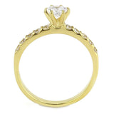 TK3605 - IP Gold(Ion Plating) Stainless Steel Ring with AAA Grade CZ in Clear - Alamode - Flyclothing LLC