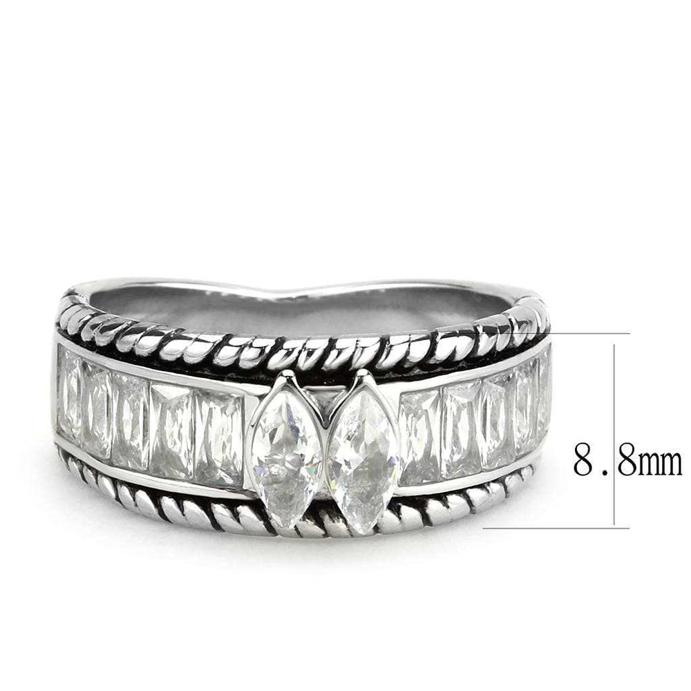 TK3606 - No Plating Stainless Steel Ring with AAA Grade CZ in Clear - Alamode - Flyclothing LLC