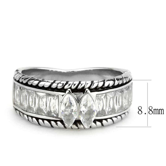 TK3606 - No Plating Stainless Steel Ring with AAA Grade CZ in Clear - Alamode - Flyclothing LLC