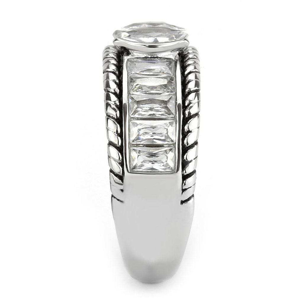 TK3606 - No Plating Stainless Steel Ring with AAA Grade CZ in Clear - Alamode - Flyclothing LLC
