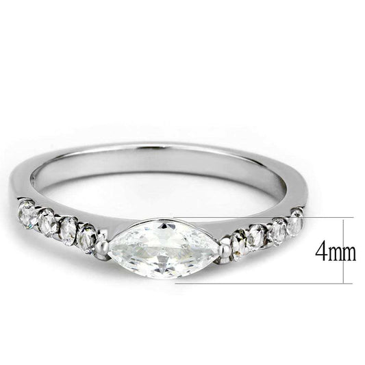 TK3607 - No Plating Stainless Steel Ring with AAA Grade CZ in Clear - Alamode - Flyclothing LLC