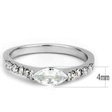 TK3607 - No Plating Stainless Steel Ring with AAA Grade CZ in Clear - Alamode - Flyclothing LLC