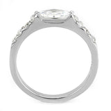 TK3607 - No Plating Stainless Steel Ring with AAA Grade CZ in Clear - Alamode - Flyclothing LLC