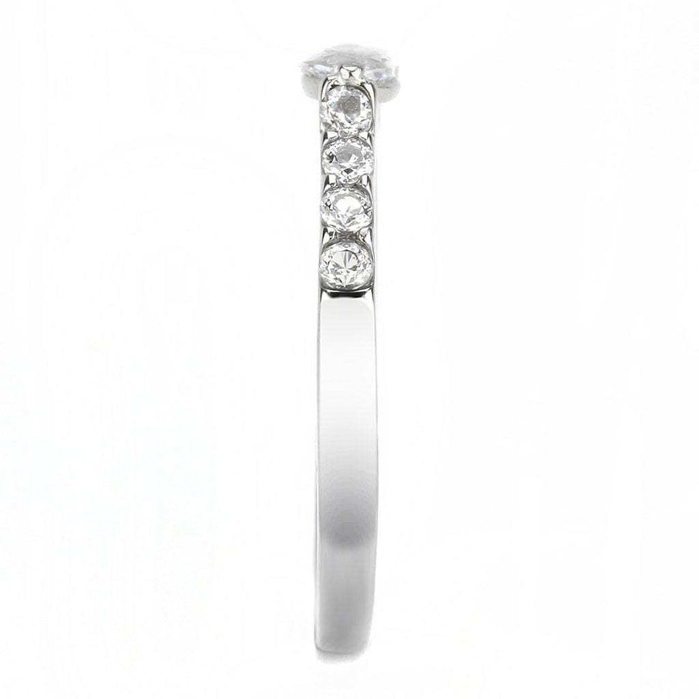 TK3607 - No Plating Stainless Steel Ring with AAA Grade CZ in Clear - Alamode - Flyclothing LLC