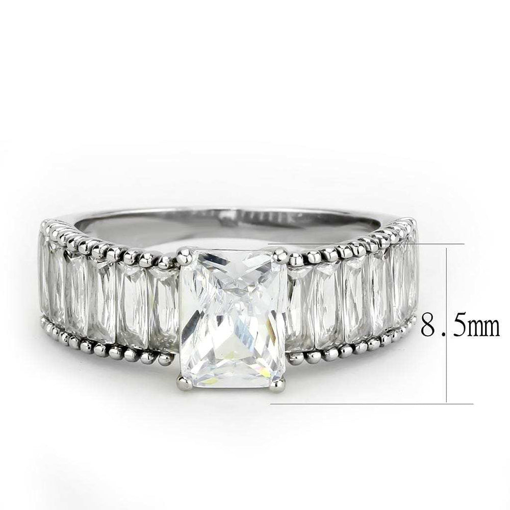 TK3608 - No Plating Stainless Steel Ring with AAA Grade CZ in Clear - Alamode - Flyclothing LLC