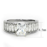 TK3608 - No Plating Stainless Steel Ring with AAA Grade CZ in Clear - Alamode - Flyclothing LLC