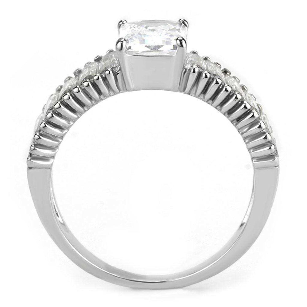 TK3608 - No Plating Stainless Steel Ring with AAA Grade CZ in Clear - Alamode - Flyclothing LLC