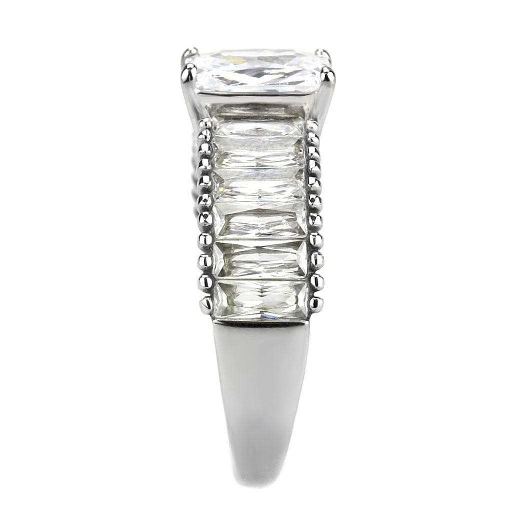TK3608 - No Plating Stainless Steel Ring with AAA Grade CZ in Clear - Alamode - Flyclothing LLC