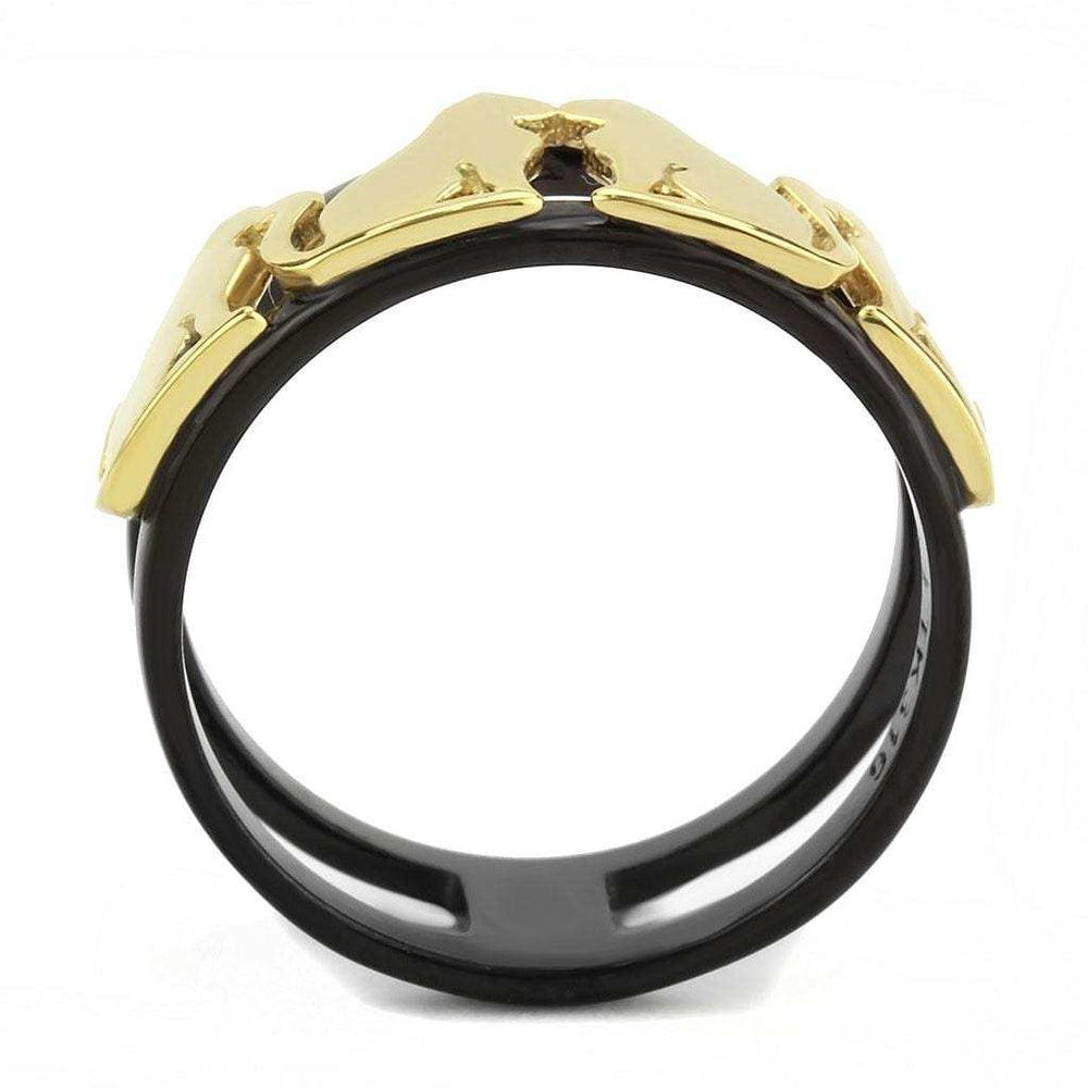 TK3609 - IP Gold+ IP Black (Ion Plating) Stainless Steel Ring with No Stone - Alamode - Flyclothing LLC