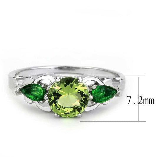 TK3610 - No Plating Stainless Steel Ring with Crystal in Peridot - Alamode - Flyclothing LLC
