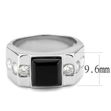 TK3615 - High polished (no plating) Stainless Steel Ring with Synthetic Onyx in Jet - Alamode - Flyclothing LLC