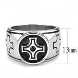 TK3617 - High polished (no plating) Stainless Steel Ring with Top Grade Crystal in Jet - Alamode - Flyclothing LLC