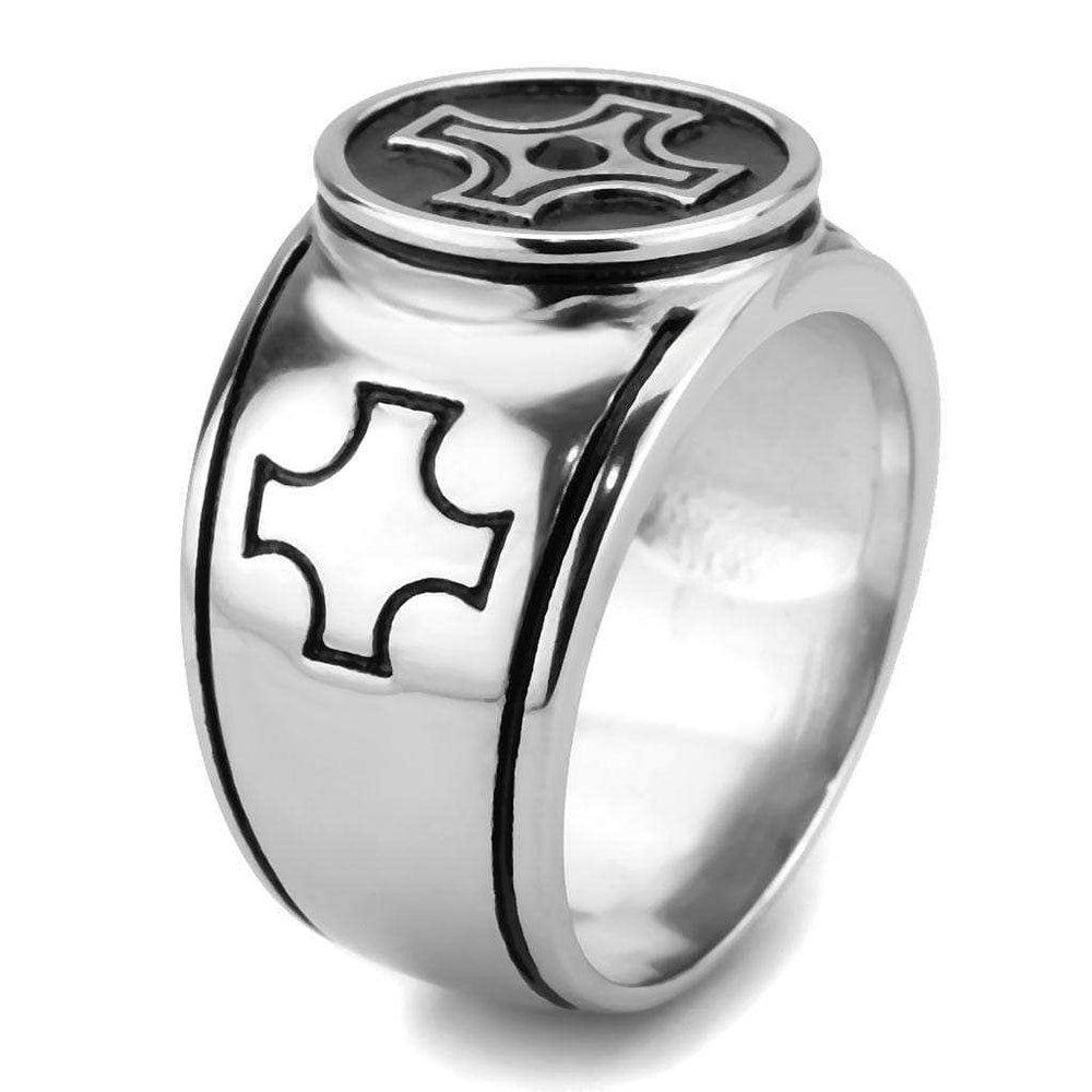 TK3617 - High polished (no plating) Stainless Steel Ring with Top Grade Crystal in Jet - Alamode - Flyclothing LLC